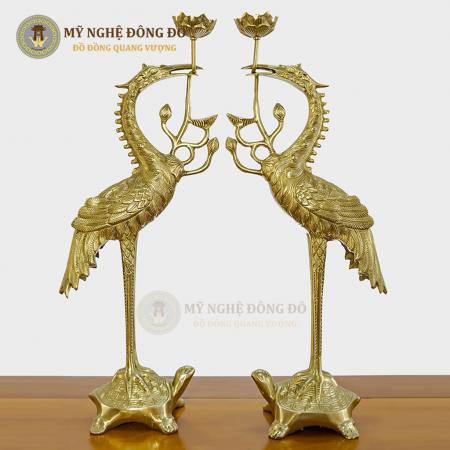 Đôi hạc đồng thờ cúng chế tác từ đồng cát tut KT 60 cm