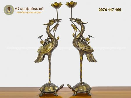 Hạc thờ bằng đồng mài công nghệ KT 60 cm