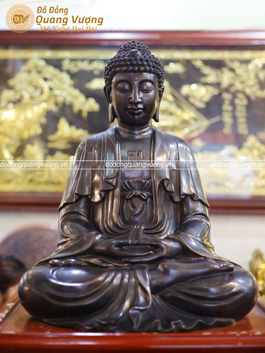 Tượng Phật A Di Đà bằng đồng đỏ cao 60cm