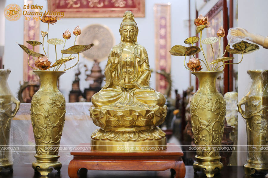 Tượng Phật Bà Quan Âm bằng đồng catut cao 84cm