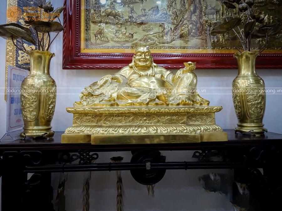 Tượng Phật Di Lặc Ngồi Bệ bằng đồng cao 51 cm cực độc đáo