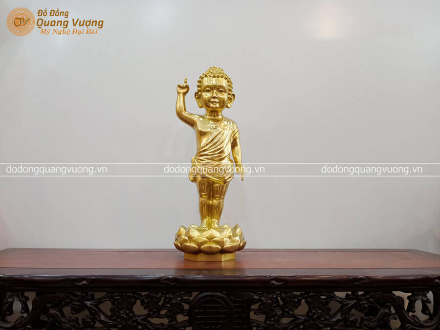Tượng Phật Thích Ca Đản Sinh bằng đồng catut cao 45cm