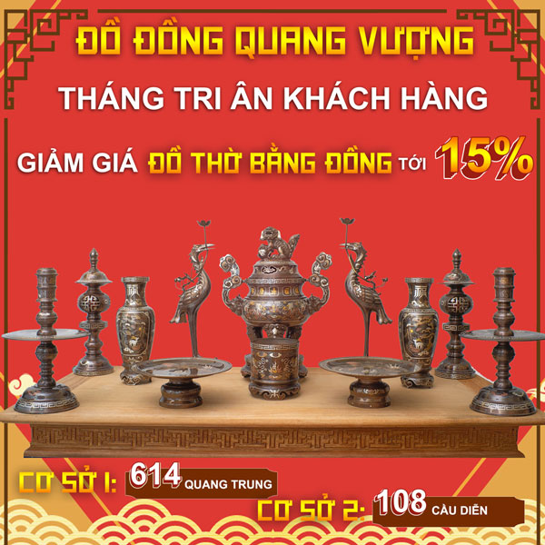 Tháng tri ân khách hàng, giảm giá đồ thờ bằng đồng lên đến 15%